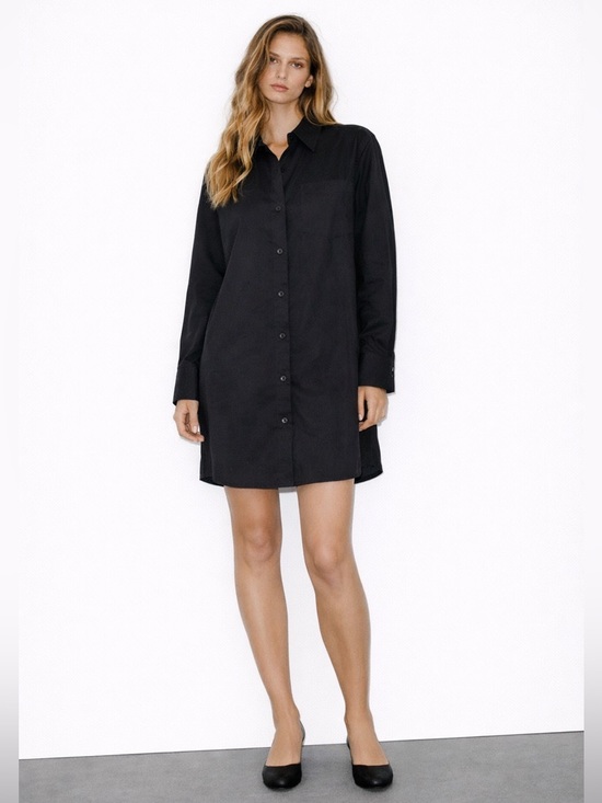twik Dresses & Skirts - TWIK Organic Cotton Blend Black Button Down Dress